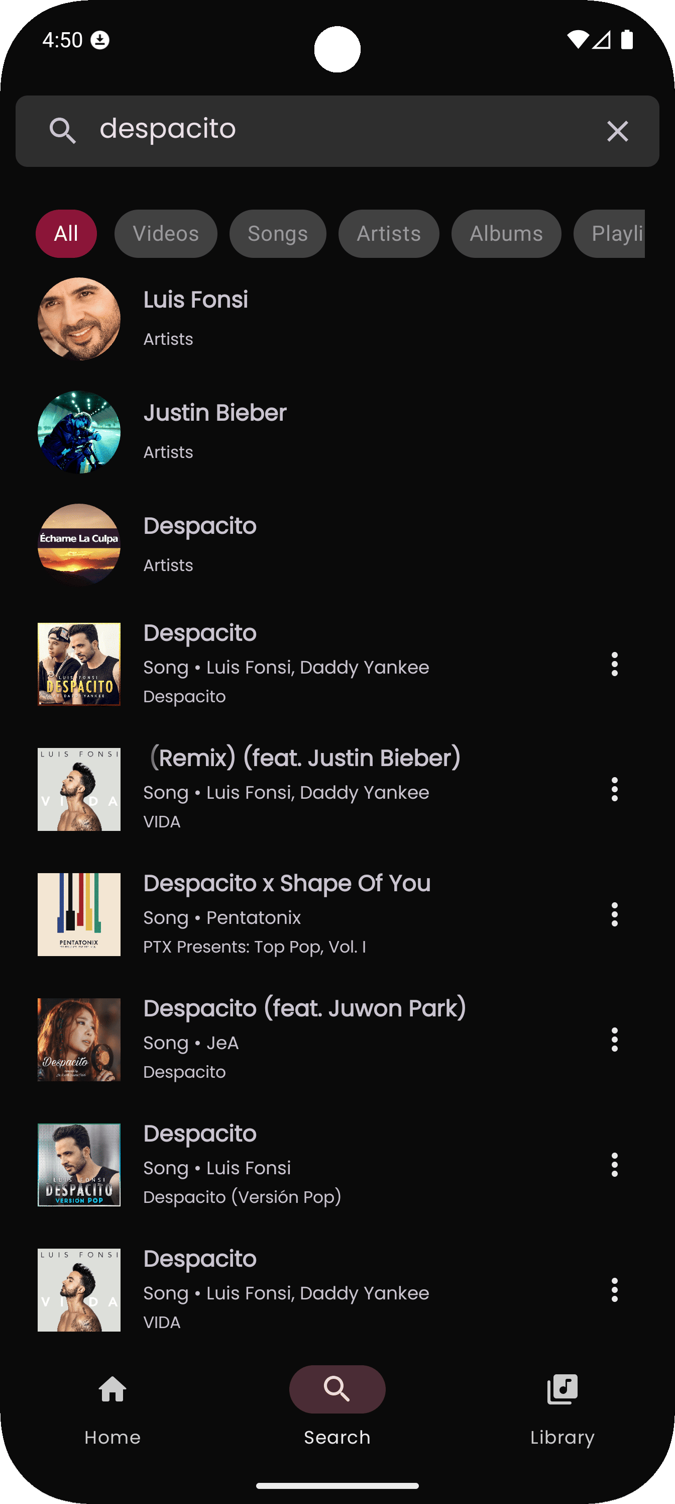 Smart music search function with accurate results in Y2Player
