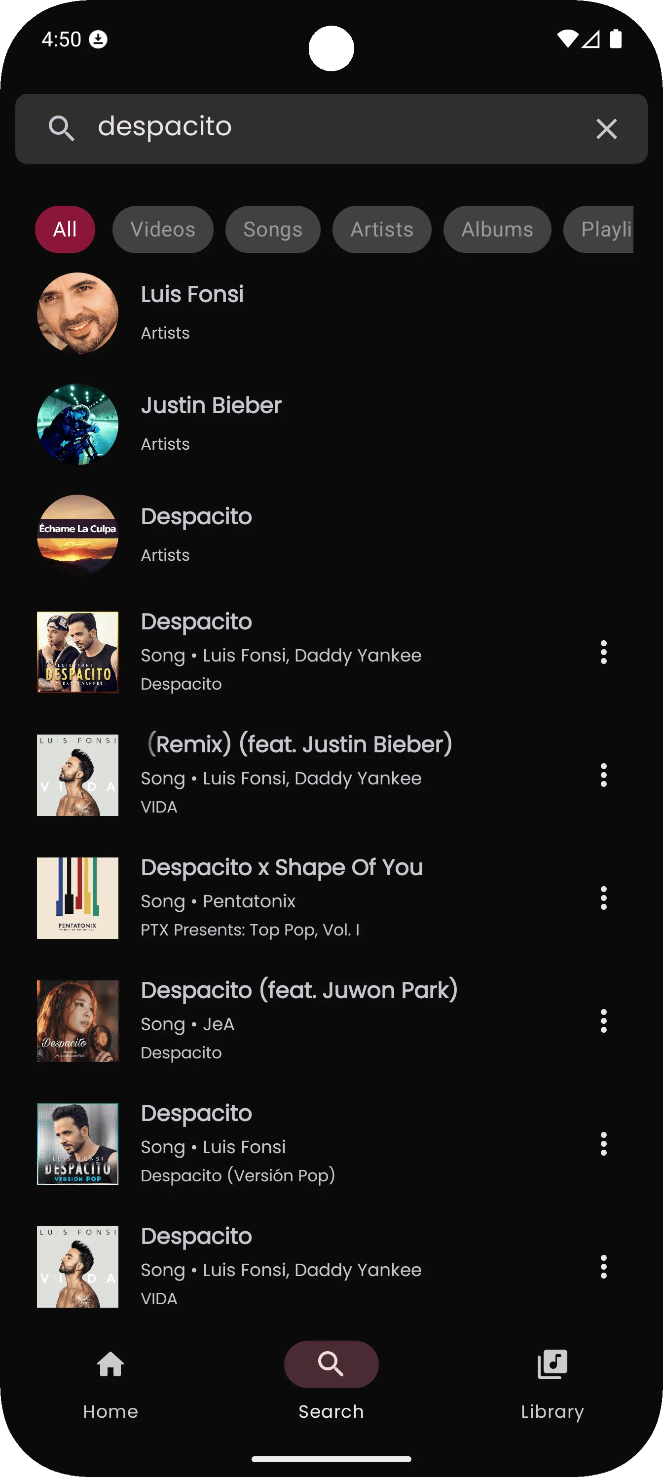 Smart music search function with accurate results in Y2Player